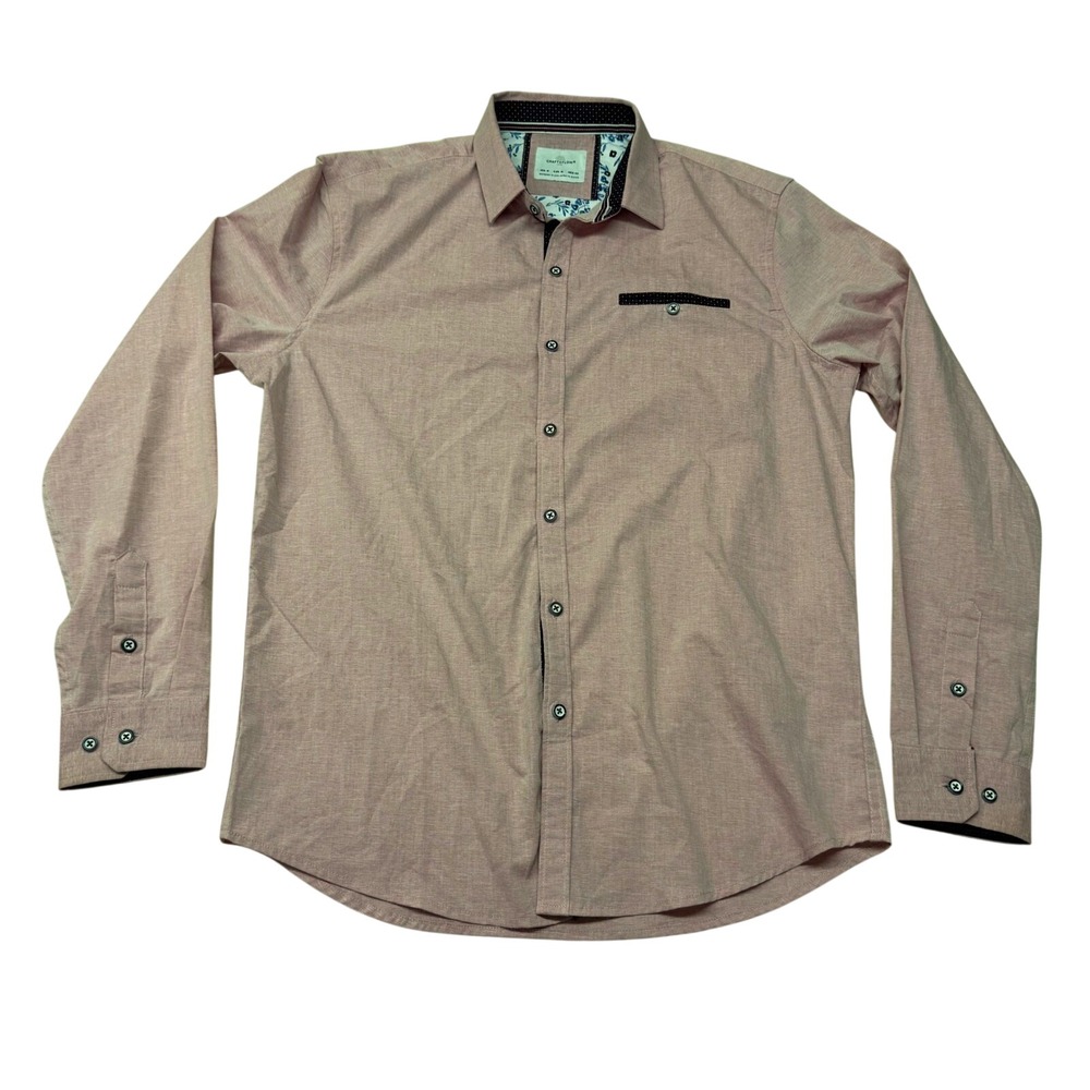 Craft + Flow Womens Light Red Heathered Button Down Shirt PRSLD-LS Size M